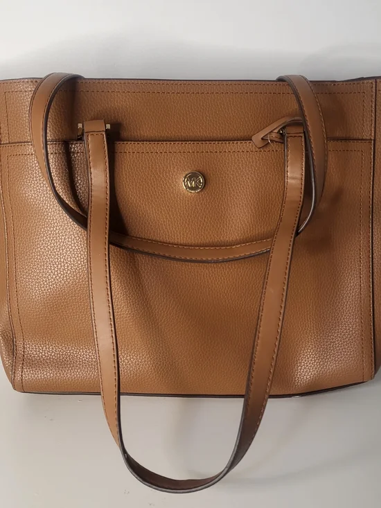 Michael Kors Women's Tan Leather Tote Bag - Picture 2 of 15